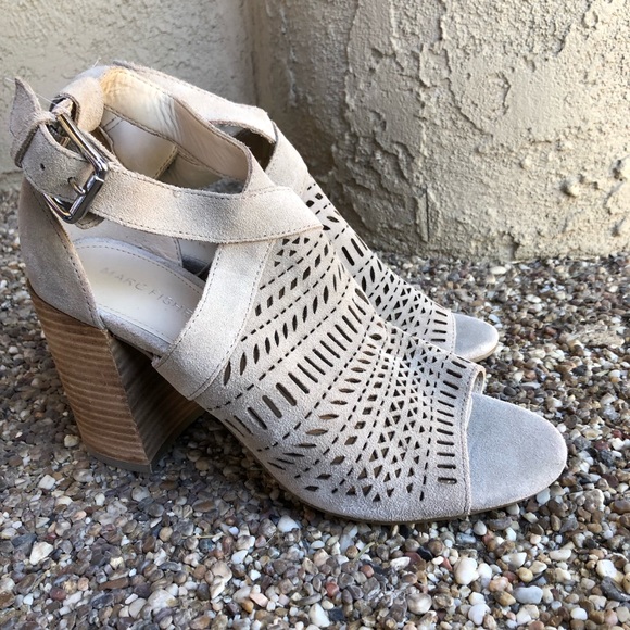 Marc Fisher Geela Sand Suede Heels - Picture 2 of 11